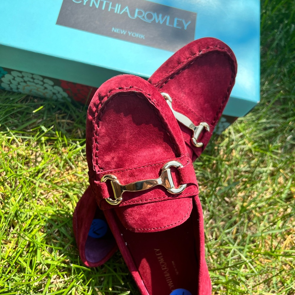 Cynthia Rowley Seeker Suede Leather Upper Wine Red Loafers